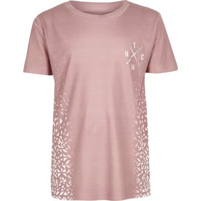 Boys pink faded print T-shirt